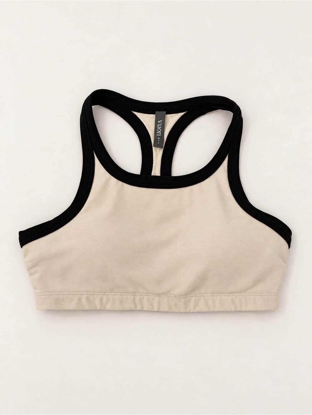 Vuori Beige Sports Bra with Black Trim